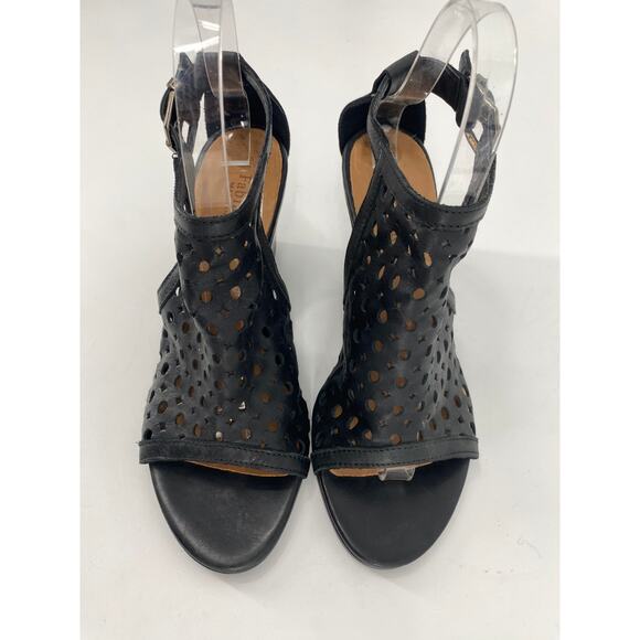 Fabianelli women 6.5 leather wedge gladiator sandal bootie laser cut sandals - Picture 3 of 6